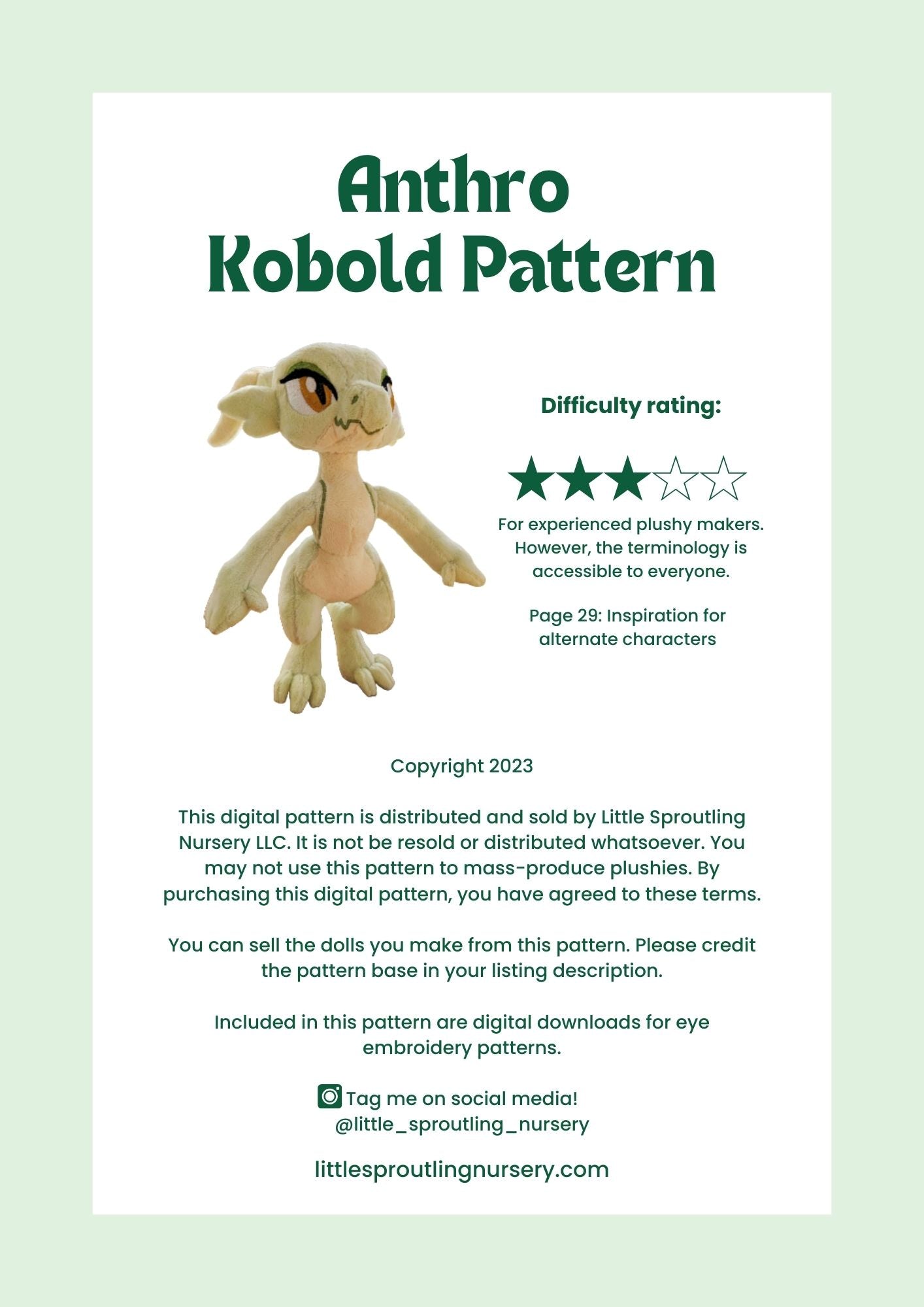 Anthro Kobold Pattern  Little Sproutling Nursery