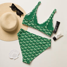 Load image into Gallery viewer, Lunar Moth  Green Recycled high-waisted bikini
