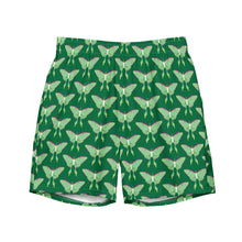 Load image into Gallery viewer, Lunar Moth Green swim trunks
